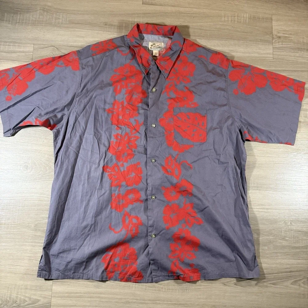 Vintage Polo Ralph Lauren Shirt Mens XLarge Red Short Sleeve‎ Button Up Hawaiian